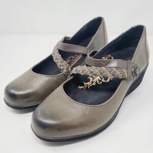 Aetrex Women Leather Braided Strap Mary Jane Ada Casual Retro Sandals Size 8.5